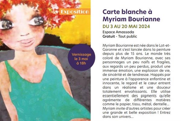 Exposition de peinture - Myriam Bourianne Du 3 au 20 mai 2024
