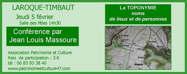 Conférence "La Toponymie, noms de Lieux et de Personnes" 