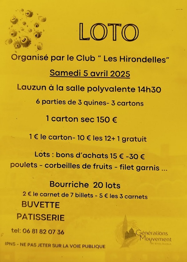 Loto du club Les Hirondelles