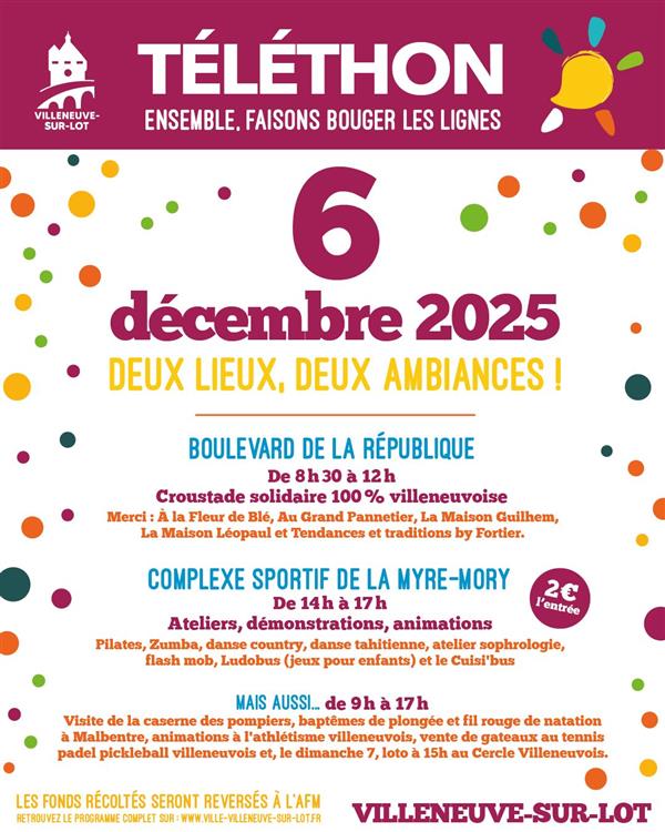 Téléthon 2025 : Villeneuve-sur-Lot se mobilise