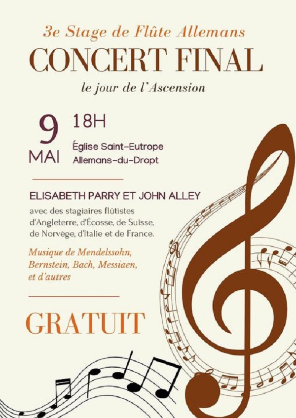 Concert final - 3áµ‰ stage de flûte Le 9 mai 2024