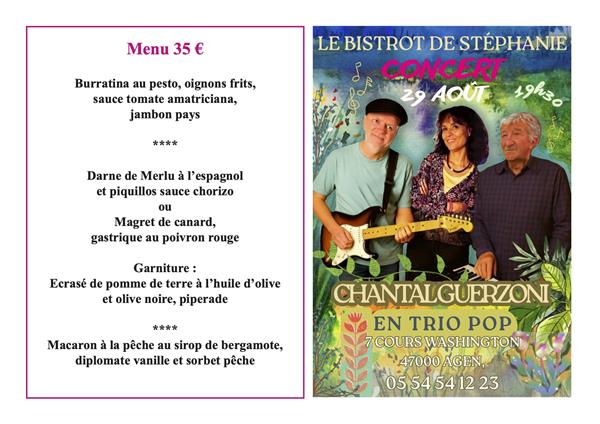 Concert Chantal Guerzoni en trio pop