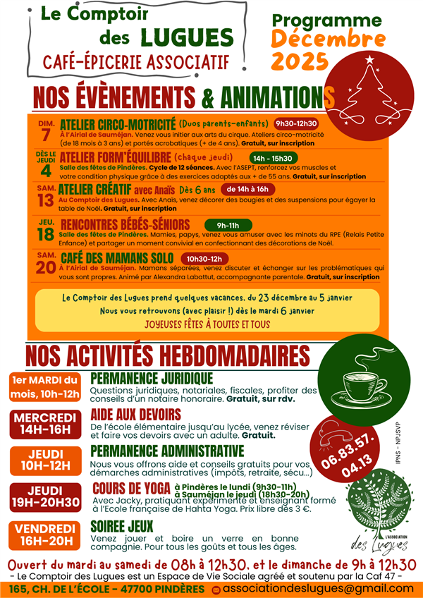 Programme des Lugues - décembre 2025