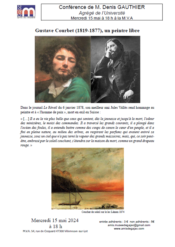 Conférence : Gustave Courbet (1819-1877), un peintre libre Le 15 mai 2024
