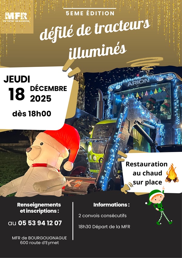 Défilé de tracteurs illuminés pour Noël