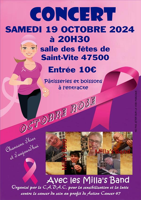 Concert Octobre Rose avec les Milla