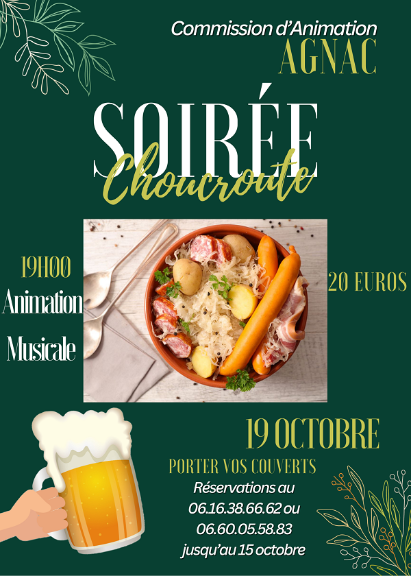 Soirée choucroute Le 19 oct 2024