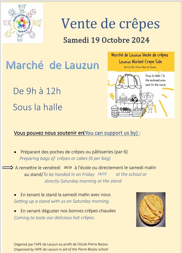 Vente de crêpes Le 19 oct 2024