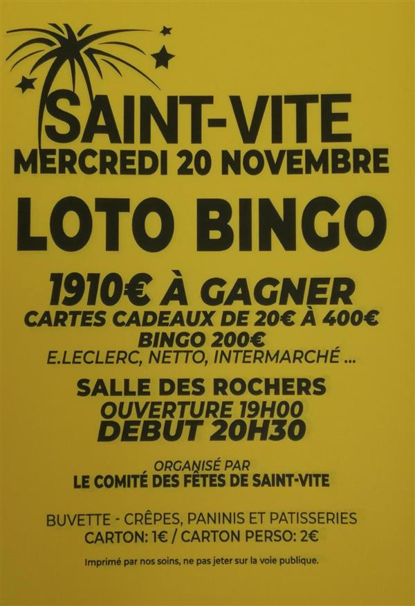 Loto Bingo Le 20 nov 2024