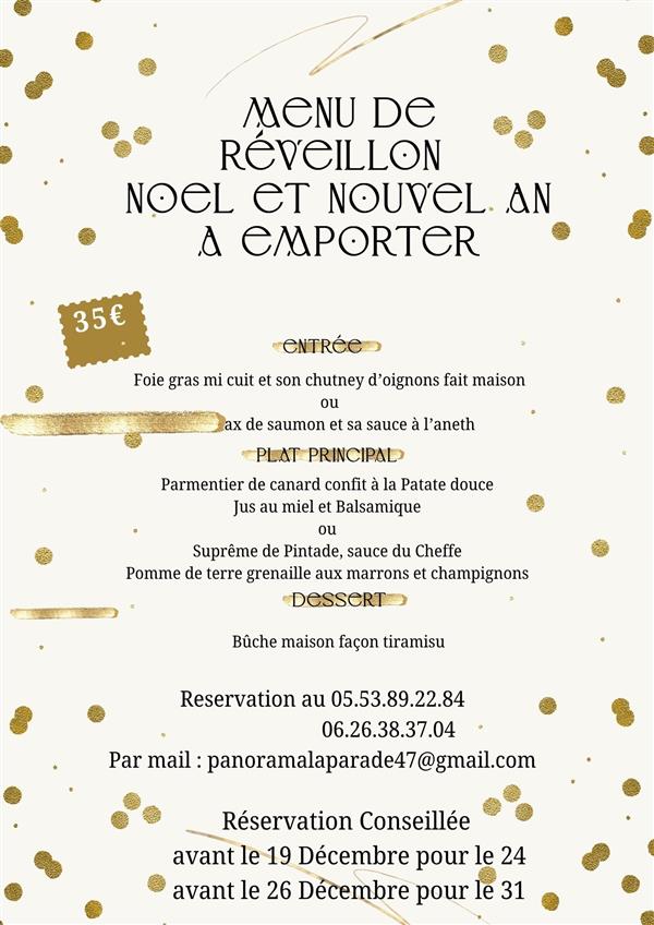 Menu du Réveillon à emporter