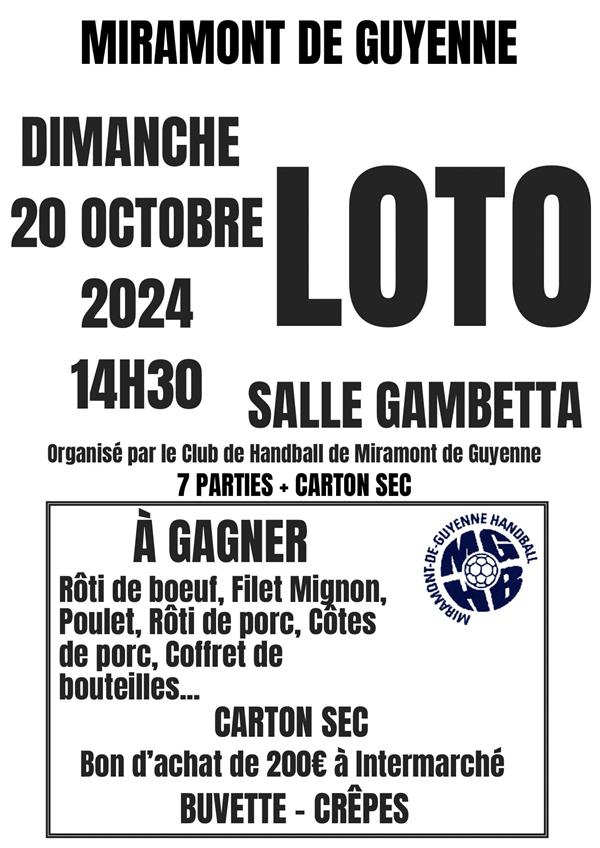 Loto du club MGHandBall Du 20/10/2024 au 9/3/2025