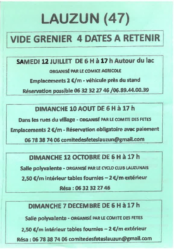 Vide-greniers de la fête au lac