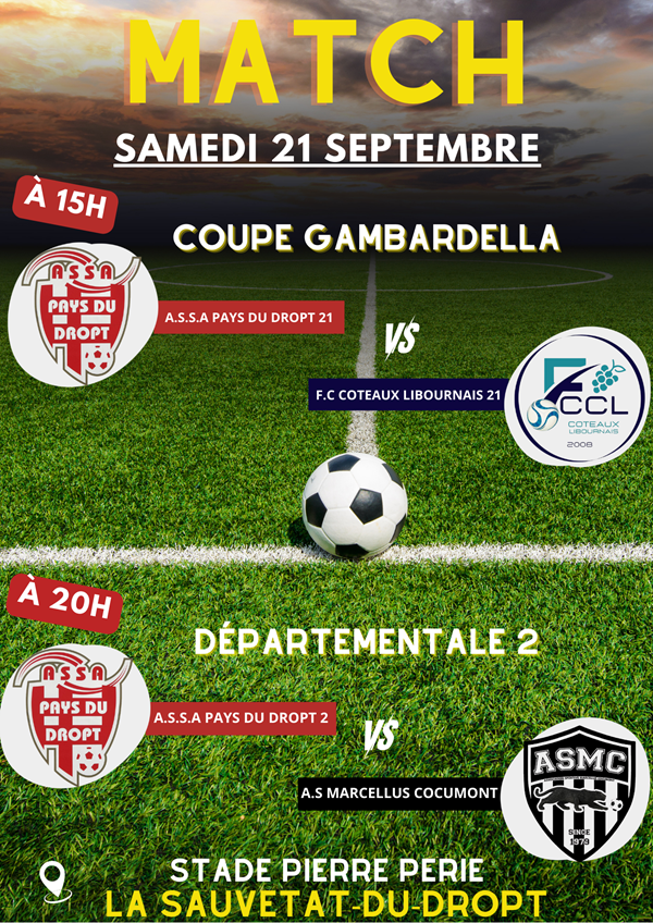 Match Coupe Gambardella - ASSA Pays du Dropt 21 VS FC Coteaux... Le 21 sept 2024