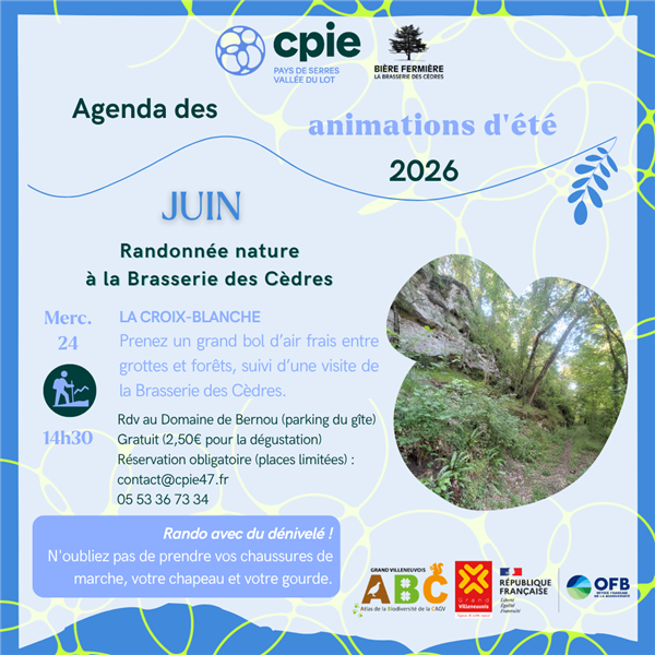 Randonnée nature à la Brasserie des Cèdres