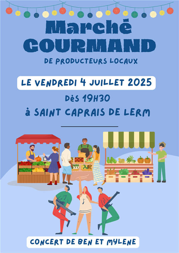 Marché gourmand de producteurs. Concert de Ben & Mylène.
