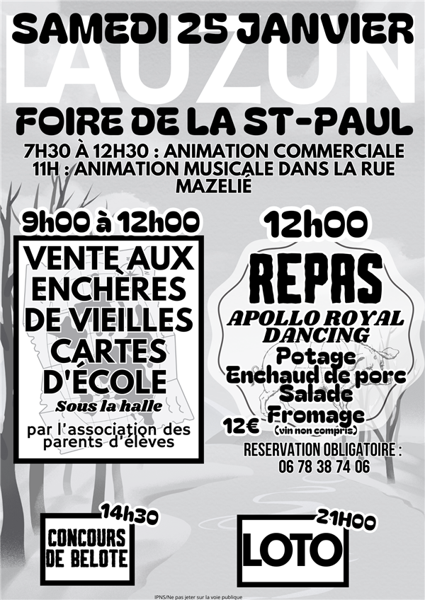 Loto - Foire de la Saint-Paul Le 25 janv 2025