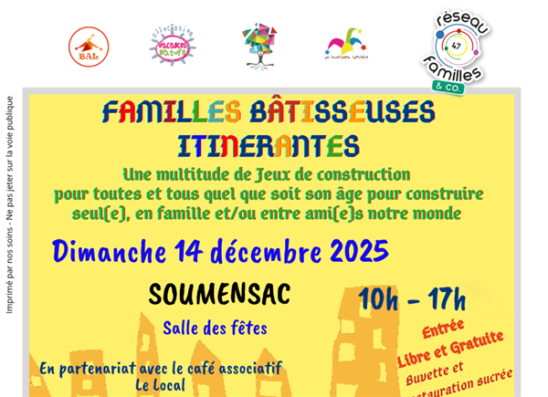 Journée jeux en famille. Festival itinérant "familles bâtisseuses"