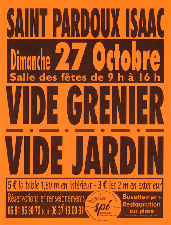 Vide-greniers et vide jardin Le 27 oct 2024