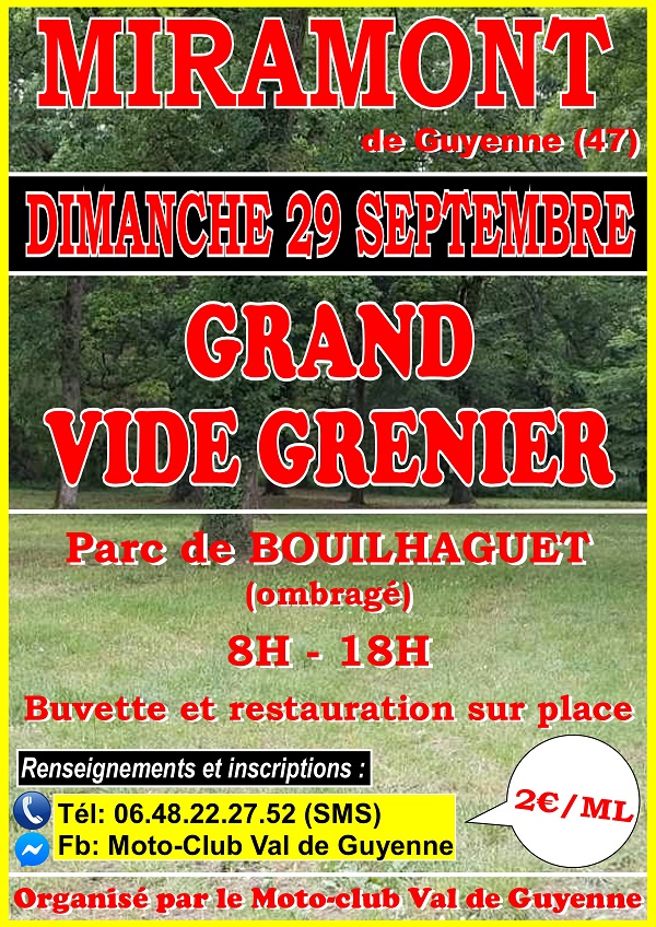 Vide-greniers Le 29 sept 2024