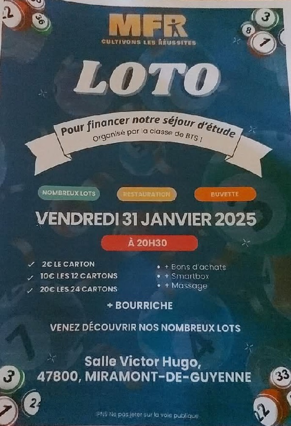 Loto de la classe des BTS de la MFR Le 31 janv 2025