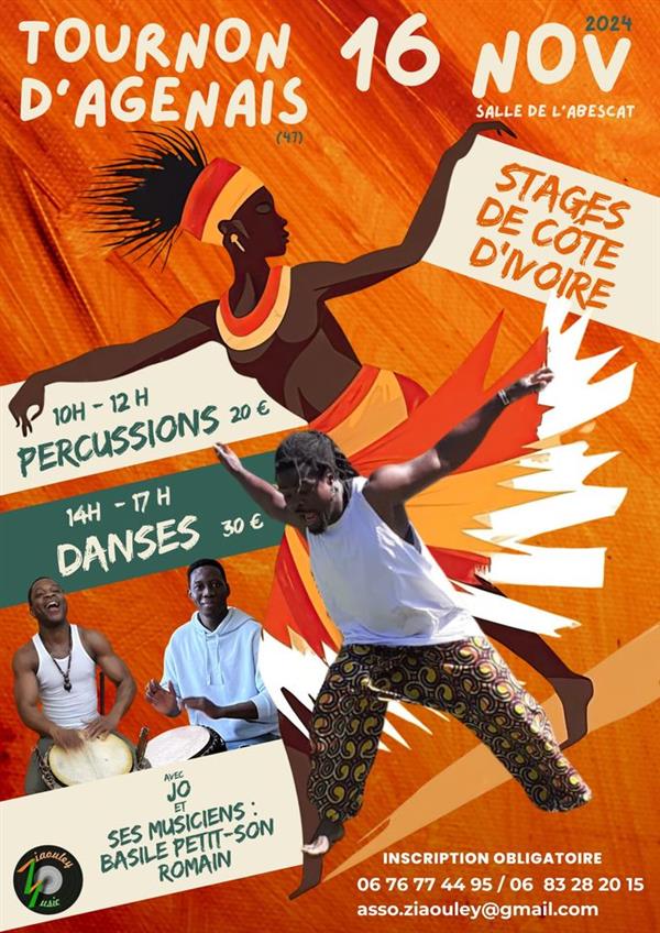 Stage de danse afro-contemporaine et percussions Le 16 nov 2024