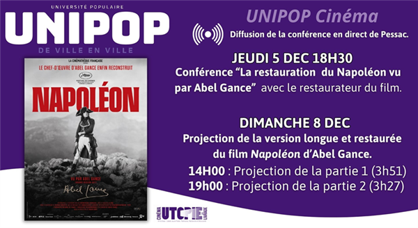 UNIPOP : Conférence - La restauration du Napoléon vu par Abel Gance