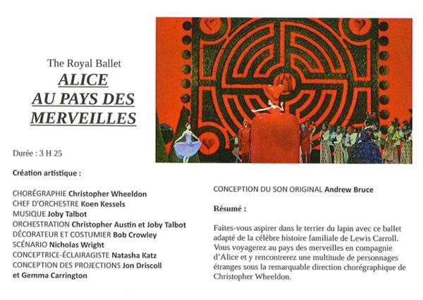 Opéras - Ballets filmés "Alice au Pays des Merveilles" au Cinéma Le Plaza