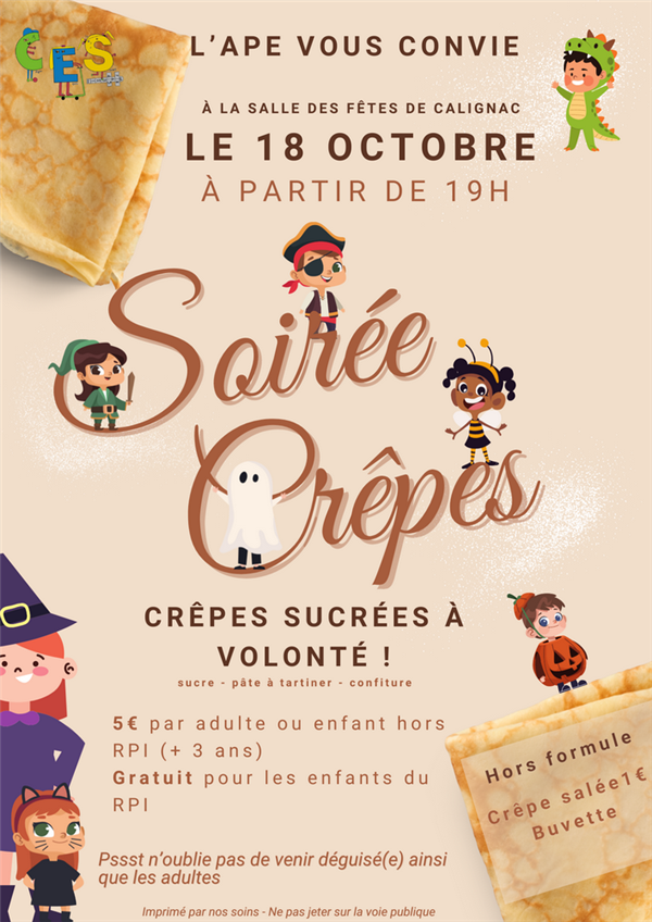 Soirée Crêpes Le 18 oct 2024