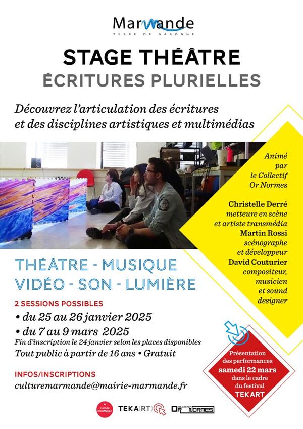 Stage Théâtre - Ecritures Plurielles Du 25 janv au 9 mars 2025