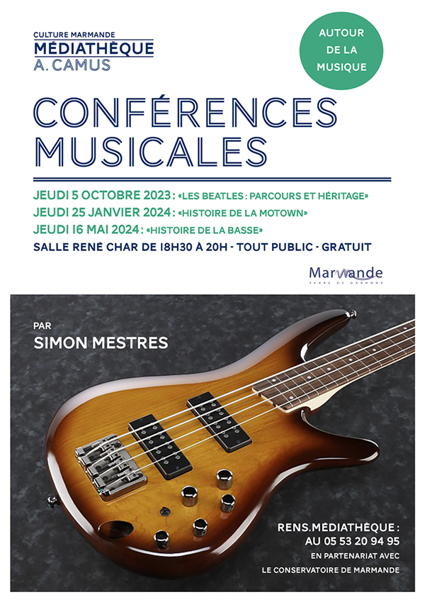 Conférences Musicales par Simon Mestres à la Médiathèque Le 16 mai 2024