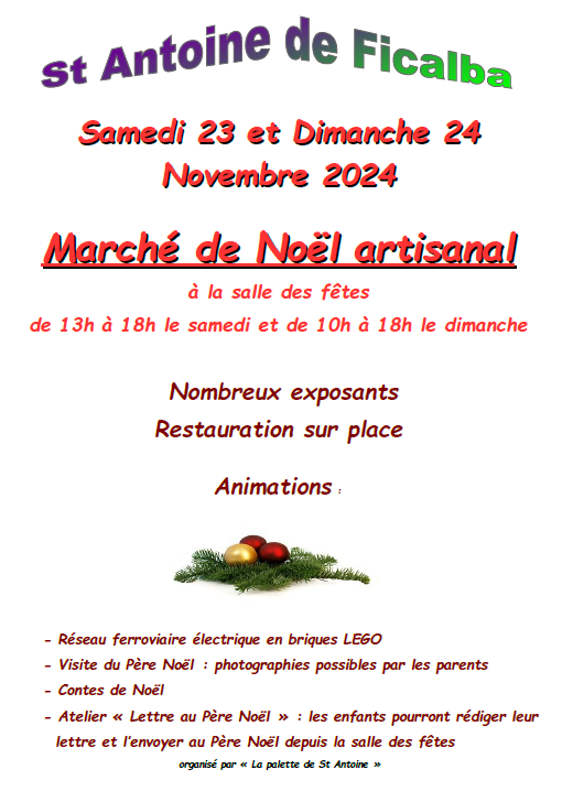 Marché de Noël artisanal Du 23 au 24 nov 2024