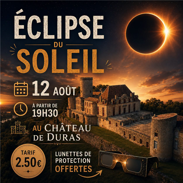 Observation de l'éclipse solaire depuis le château de Duras