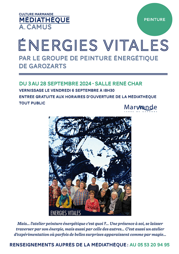 Exposition "Énergie vitales" à la Médiathèque Du 3 au 28 sept 2024