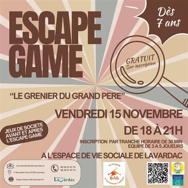 Escape game - Le grenier du grand-père Le 15 nov 2024