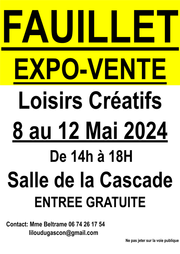 Expo-Vente Loisirs Créatifs Du 8 au 12 mai 2024