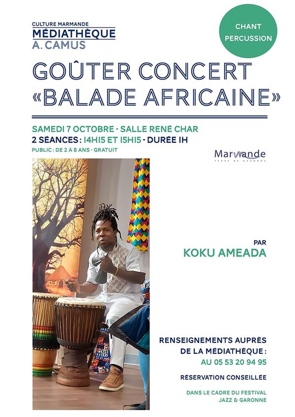 Festival Jazz & Garonne - Goûter Concert Jazz "Balade Africaine" à la Médiathèque