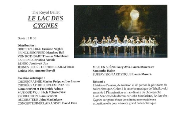 Opéras - Ballets filmé "Le Lac des Cygnes" au Cinéma Le Plaza