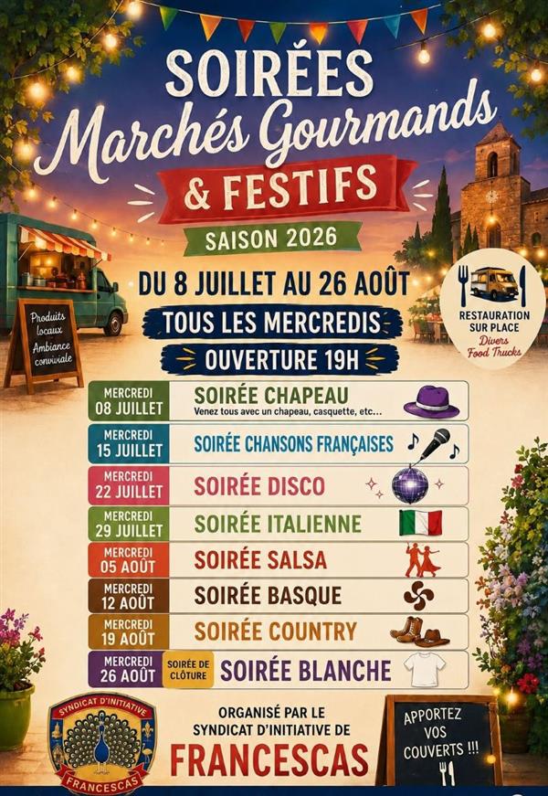 Marchés gourmands et festifs à Francescas.