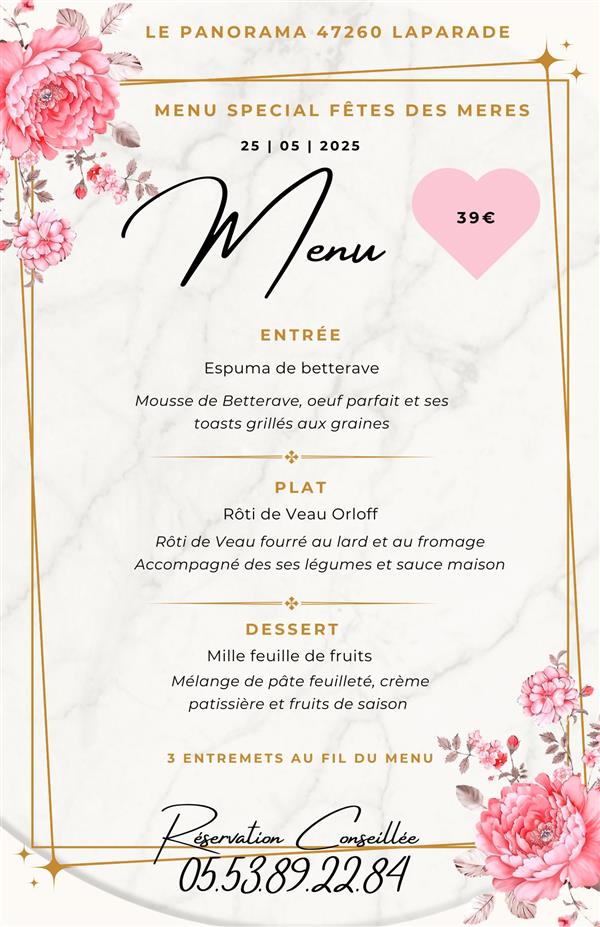 Menu fête des mères