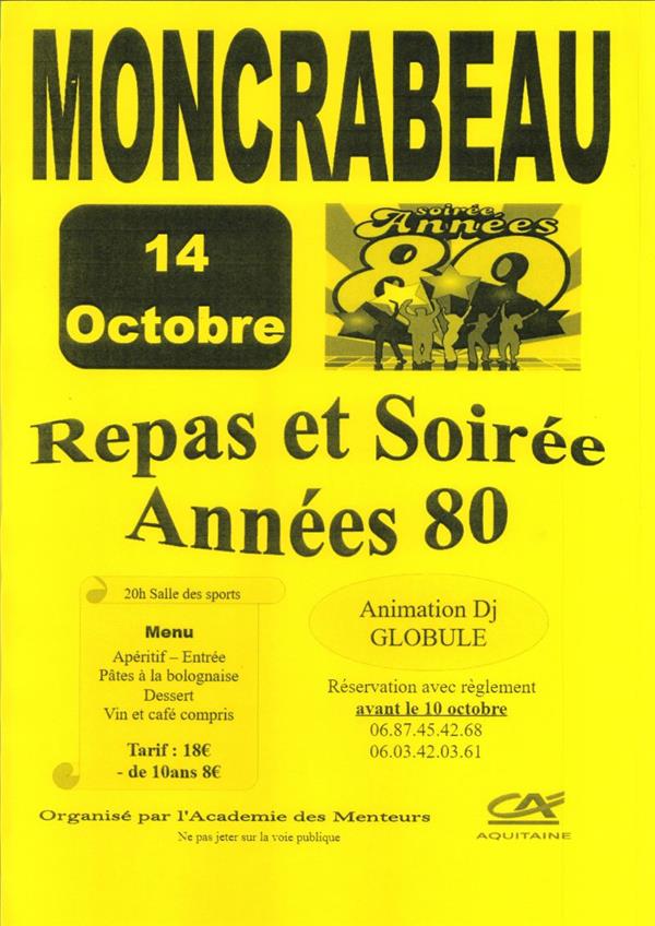 Repas et soirée Années 80