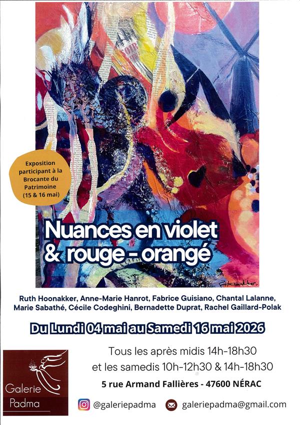 Exposition - nuances en violet et rouge-orangé 