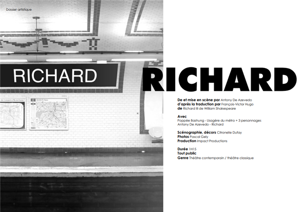 Théâtre "Richard" avec Antony de Azevedo et Isabelle Cadé