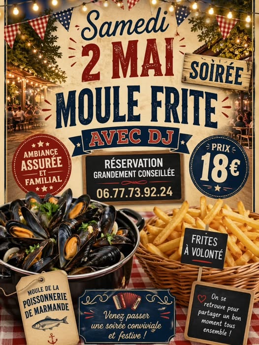 Soirée Moule Frite avec DJ à la Guinguette du Coussoulat
