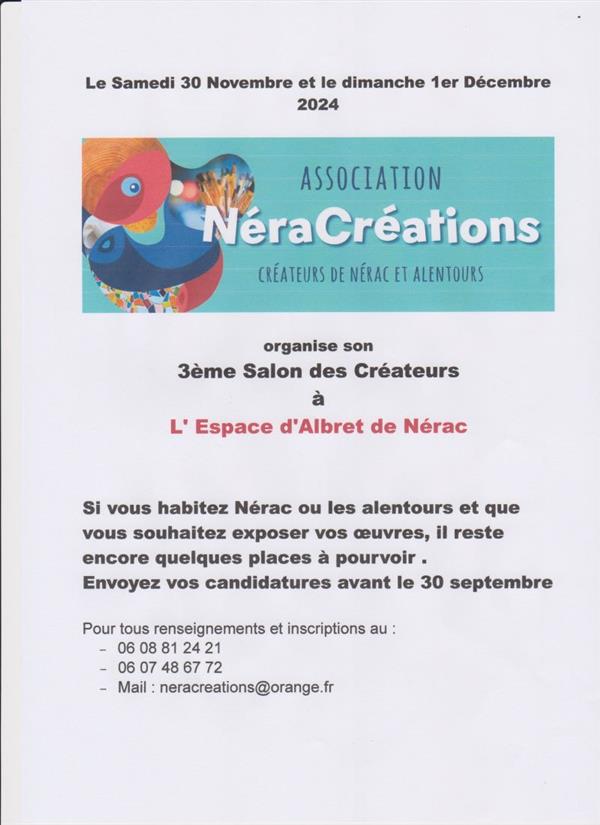 Salon de créateurs par NéraCréations Du 30 nov au 1 déc 2024