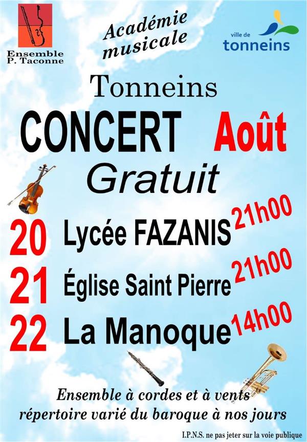 Concert  Académie musicale  - Ensemble Pierre Tacconné