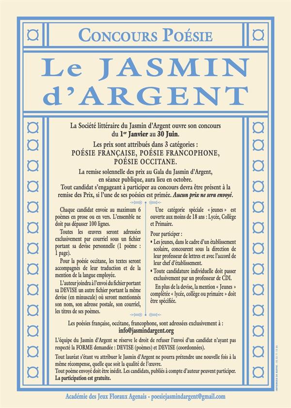 Concours de Poésie du Jasmin d'Argent 