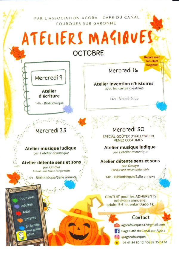 Ateliers Magiques Du 23 au 30 oct 2024