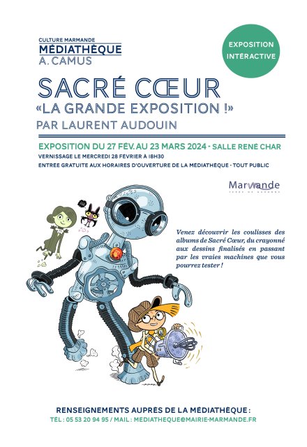 Exposition "Les aventures de Sacré Cœur" par Laurent Audouin à la Médiathèque