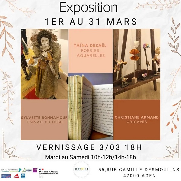 Christiane Armand, Taïna Dezaël, Sylvette Bonnamour : Exposition collective