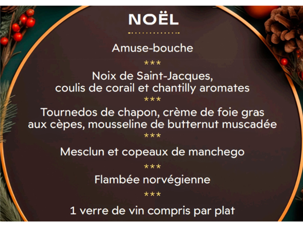 Menu de Noël Du 24 au 25 déc 2024